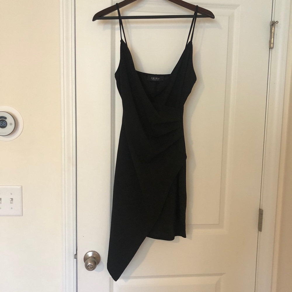 Asymmetrical hem black Akira dress